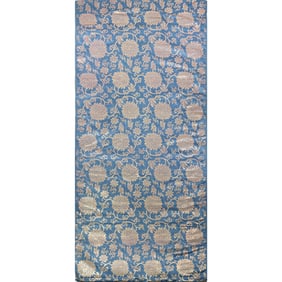 A bolt of Chinese blue-ground silk brocade, Early 19th century