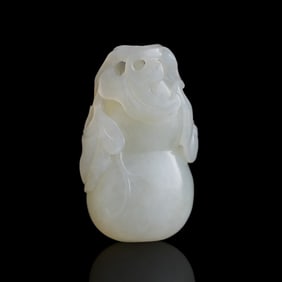 A Chinese white jade gourd-form pendant, 19th century