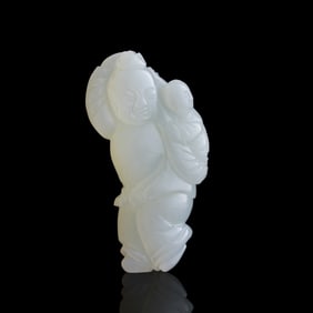 A Chinese white jade boy, 18th century