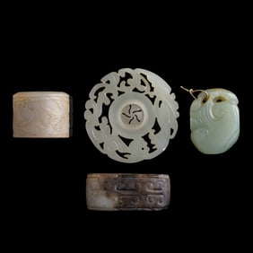 Four Chinese various jade carvings, Ming/Qing dynasty
