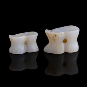 Two Chinese white jade galaha, Ming dynasty or earlier