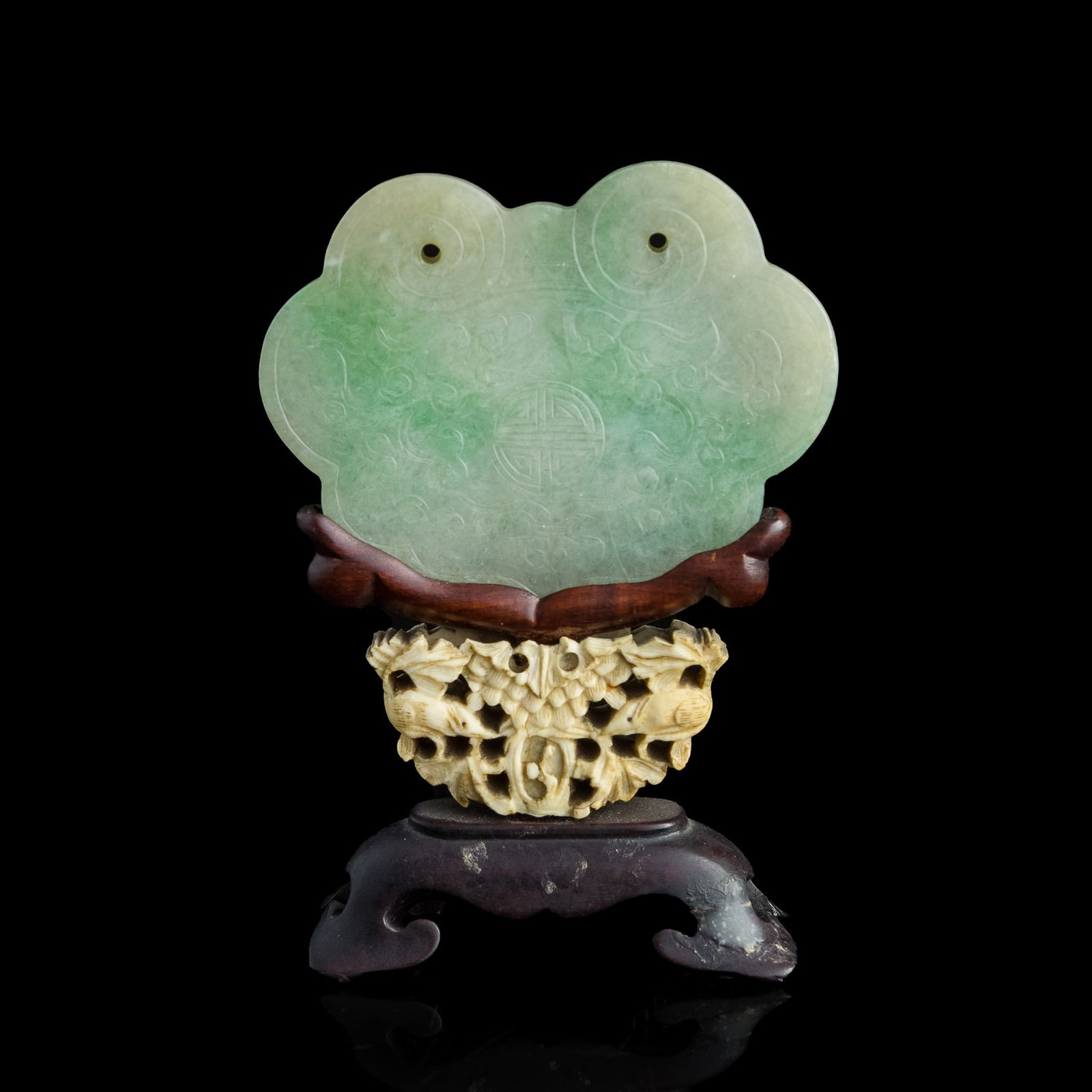 A Chinese jadeite lock plaque, 19th century (1 of 8)