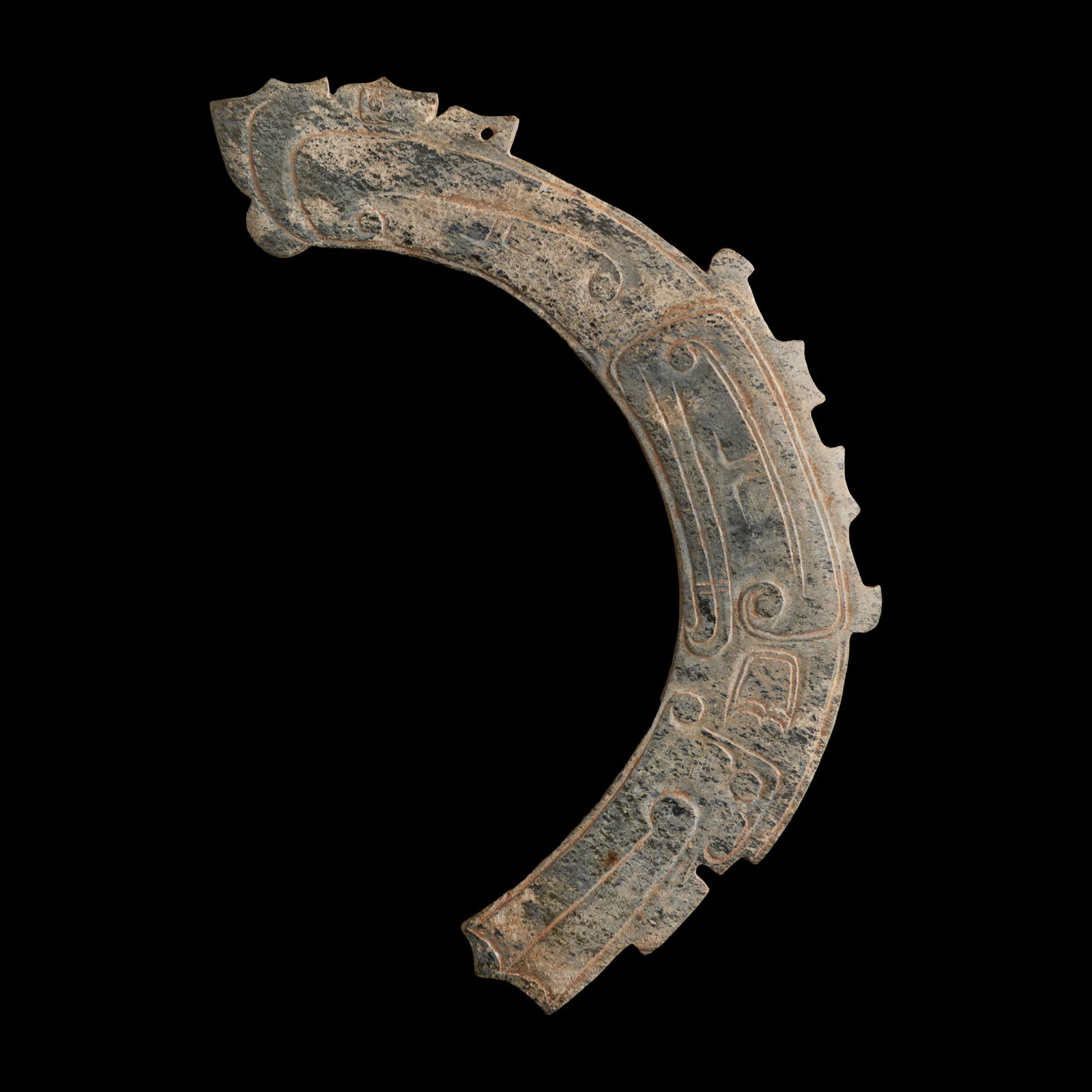 A Chinese jade dragon-shaped huang, late Shang dynasty (1 of 7)