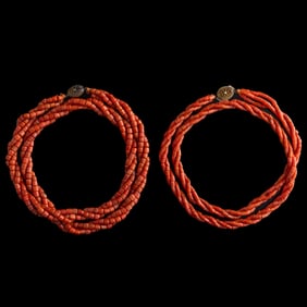 Two Chinese coral necklaces