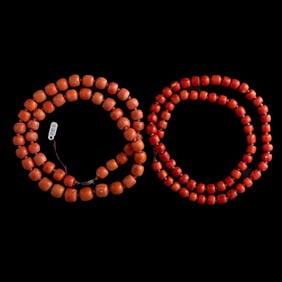 Two Chinese coral necklaces