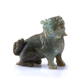 A Chinese jadeite qilin, Qing dynasty