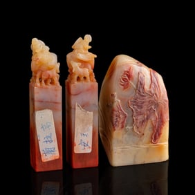Three Chinese Shoushan stone seals, Republic period or later