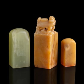 Three Chinese Shoushan stone seals, Republic period or later