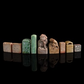 Nine Chinese seals of various stones, Qing dynasty/Republic period