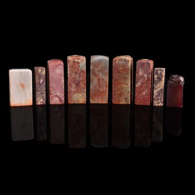 Nine Chinese Shoushan and Qingtian stone seals
