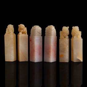 Three pairs of Chinese Shoushan stone seals