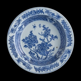 A Chinese blue and white 'peony' washer, Yongzheng period, Qing dynasty