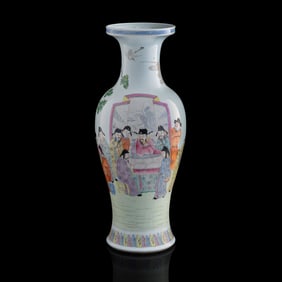 A Chinese famille rose ‘Eighteen Scholars’ Guanyin vase, Republic period