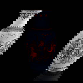 A Chinese famille rose 'figural' and 'poem' vase, 1950s-1960s: A Chinese famille rose 'figural' and 'poem' vase 1950s-1960s With four-character mark to underside. H: 17 7/8, Dia: 8 1/2 in. (H: 45.40, Dia: 21.59 cm.) From Mr. Chan, Vancouver, Canada.