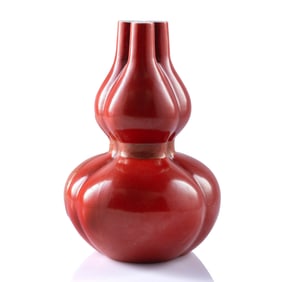 A Chinese iron-red gilt-decorated triple gourd vase, 19th century