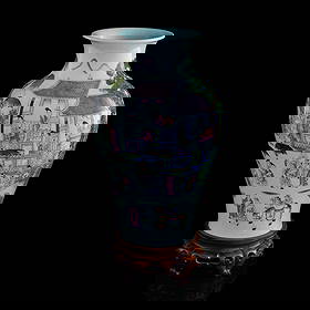 A Chinese famille rose 'Children at Play' vase, late 19th century: A Chinese famille rose 'Children at Play' vase late 19th century Sold with an associated hardwood stand. H: 17 1/2, Dia: 10 3/4 in. (H: 44.45, Dia: 27.31 cm.) Private collection, San Diego, California