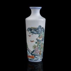 A Chinese falangcai-style 'boating scene' vase, Republic period