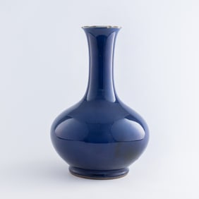A Chinese sacrificial blue-glazed shang vase, 18th century