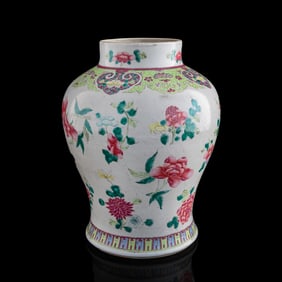 A Chinese famille rose 'floral' jar, 19th century