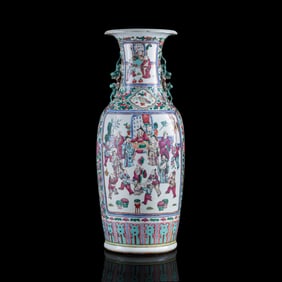 A Chinese Kwon-glazed 'figural' lion-handle vase, 19th century