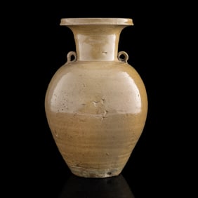 A Chinese celadon-glazed double-handle jar, Jin dynasty