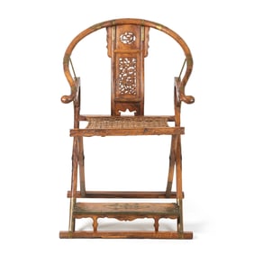 A Chinese huanghuali folding armchair