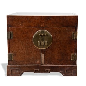 A Chinese cherry wood veneered chest, Qing dynasty