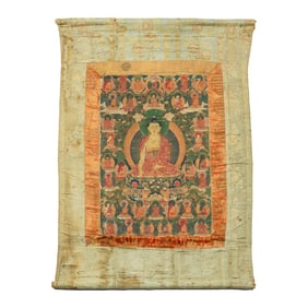 A Tibetan Thangka of Shakyamuni Buddha and the Thirty-five Buddhas of Confession, Ming dynasty