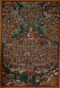A Tibetan 'Guru Lineage' Thangka, 17th/18th century