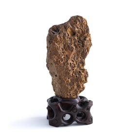 A Chinese yellow wax ornamental rock, Qing dynasty