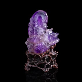 A Chinese amethyst carving, Qing dynasty