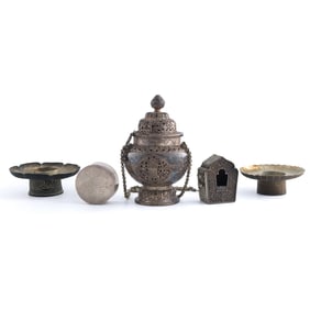 Five Chinese various silver articles, Qing dynasty/Republic period