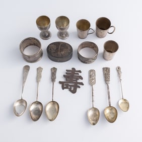 Fifteen Chinese silver items, Qing dynasty/Republic period