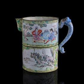 A Chinese painted enamel 'Western figure' ewer, 19th century