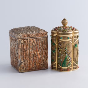 A Chinese silver and a silver enamel lidded jar, 1950s-1960s