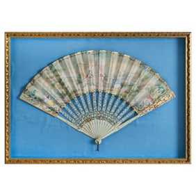 A Chinese export folding fan with Western figures, 19th century