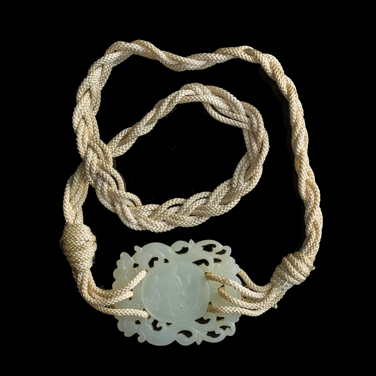 A Chinese white jade 'dragon and phoenix' plaque, 19th century (1 of 8)