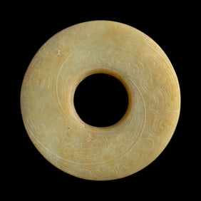 A Chinese white jade bi disc, Shang/Western Zhou dynasty