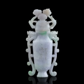 A Chinese jadeite lidded vase, 1950s-1970s