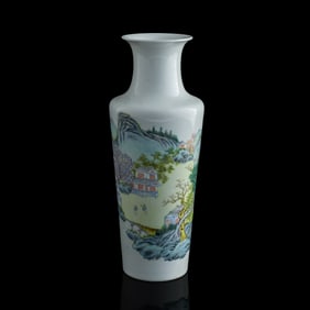 A Chinese famille rose 'landscape' vase, Republic period