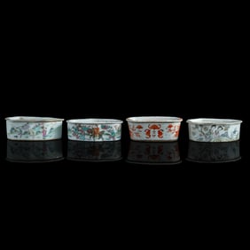 Four Chinese famille rose lidded boxes, late 19th century