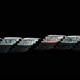 Four Chinese famille rose lidded boxes, late 19th century: Four Chinese famille rose lidded boxes late 19th century With four-character mark to underside. (4). H: 1 5/8, W: 4 7/8, D: 2 7/8 in. (H: 4.13, W: 12.38, D: 7.30 cm. (largest)) Private estate, Virgini