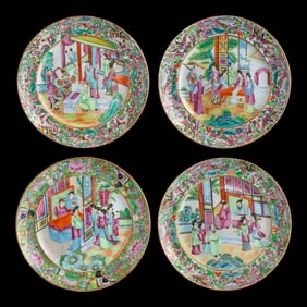 Four Chinese Kwon-glazed plates, 19th century