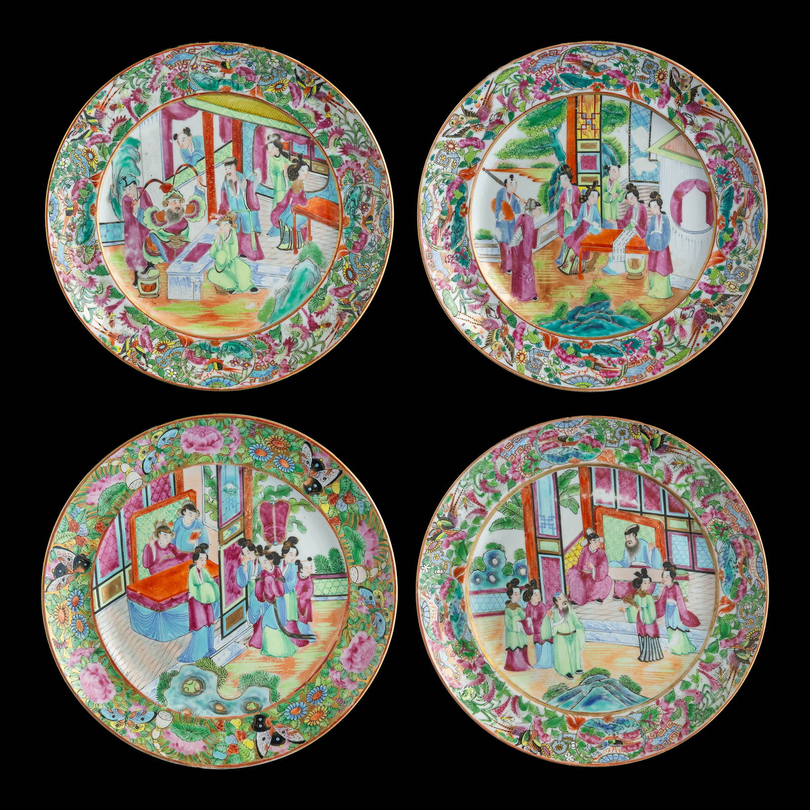 Four Chinese Kwon-glazed plates, 19th century