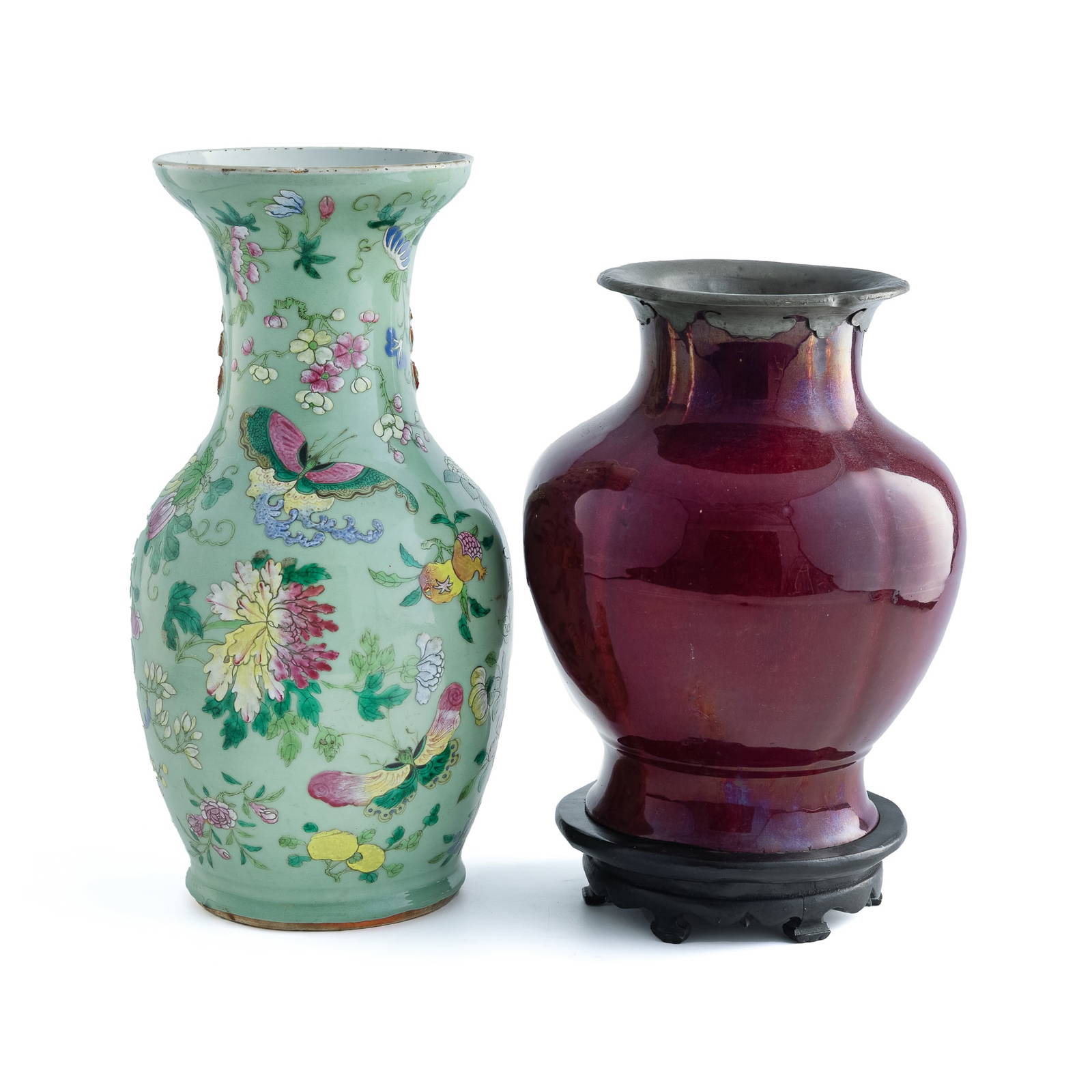 A Chinese flambe vase and a Kwon-glazed vase, 18th/19th century