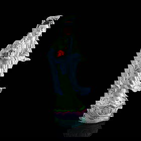 A Chinese famille rose Guanyin, Republic period: A Chinese famille rose Guanyin Republic period H: 16 1/2, W: 6 1/4, D: 4 in. (H: 41.91, W: 15.88, D: 10.16 cm.) Private collection, Pennsylvania. Clic