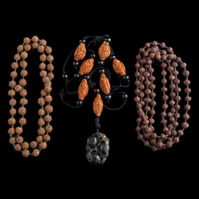 Three strings of Chinese pit beads, Qing dynasty