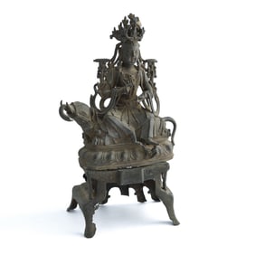 A Chinese bronze figure of Pu Xian, Ming dynasty