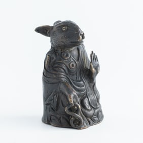 A Chinese bronze zodiac rabbit (Mao), 18th century