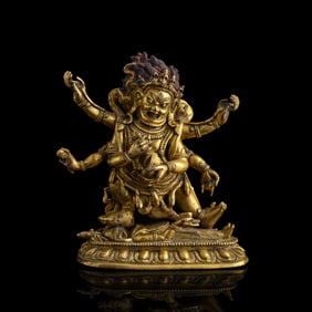 A Tibetan gilt-bronze Yamantaka, 18th/19th century